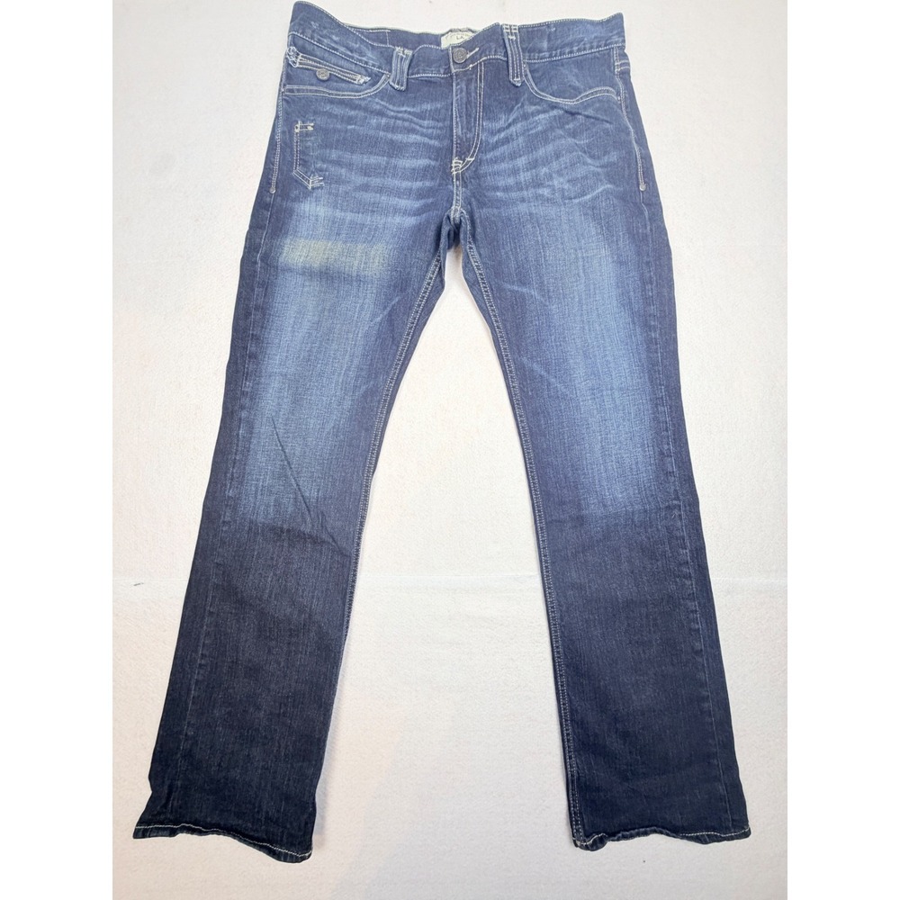 Taverniti So Jeans LA Mens 38 Blue Straight Denim Dark Wash Embroidered Pockets